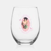 Roze Vlinders Quinceanera Wijnglas Zonder Voet (Voorkant)