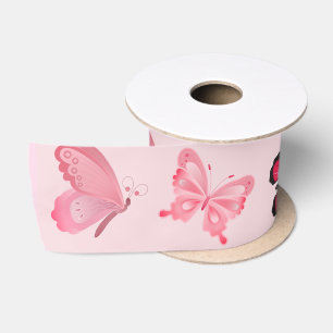 Roze Vlinders Satijnen Lint
