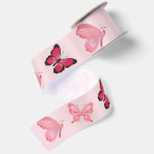 Roze Vlinders Satijnen Lint (Achterkant)