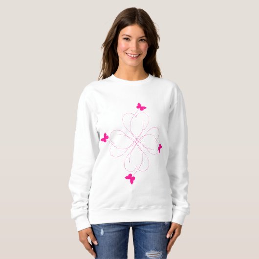 Roze Vlinders Sweatshirt (Voorkant volledig)