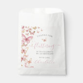 Roze Vlinders Sweet 16 1e 2e verjaardag Bedankzakje (Voorkant)