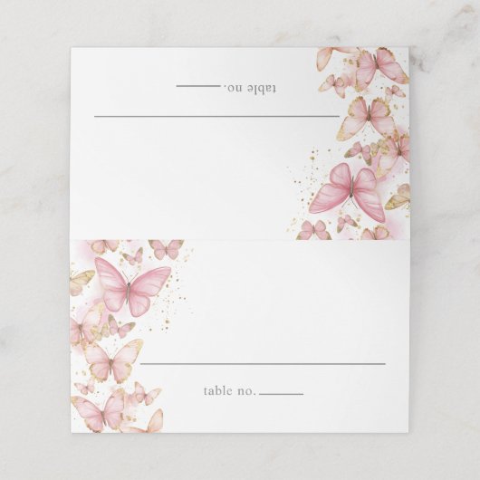  Roze Vlinders Sweet 16 Quince Verjaardag Plaatskaartje (Buitenkant ongevouwen)