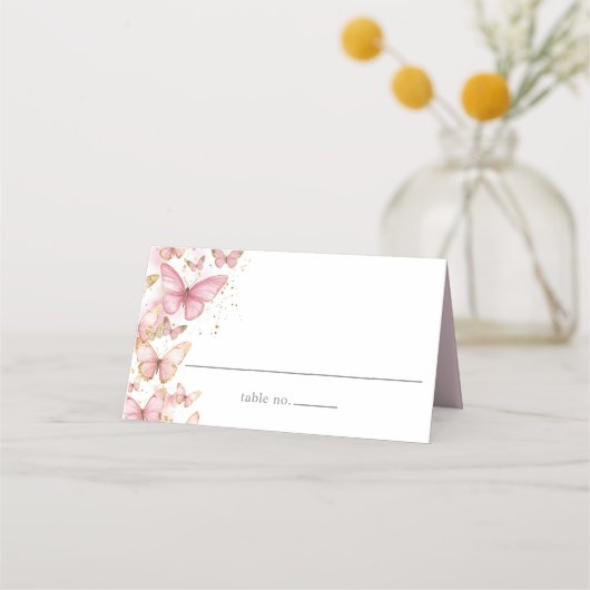  Roze Vlinders Sweet 16 Quince Verjaardag Plaatskaartje (Achterkant)