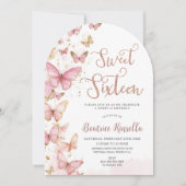 Roze Vlinders Sweet Sixteen 16 Verjaardag Arch Kaart (Voorkant)