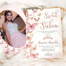 Roze Vlinders Sweet Sixteen 16 Verjaardag Foto
