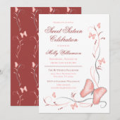 Roze Vlinders & Swirls Zoet 16 Kaart (Voorkant / Achterkant)