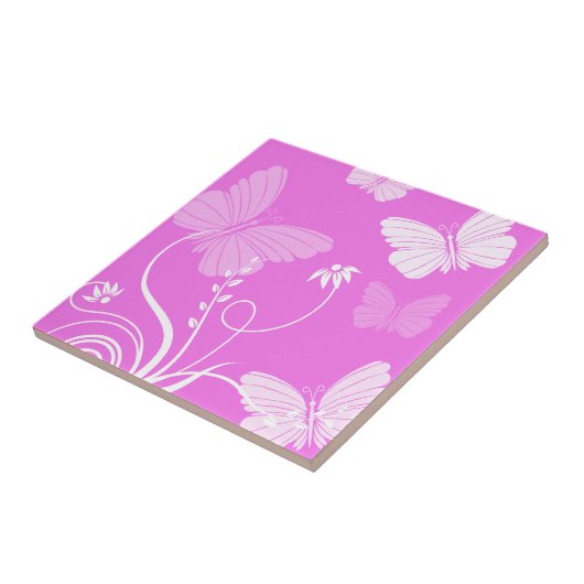 Roze vlinders Tegel Tegeltje (Zijkant)
