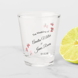 Roze Vlinders Tuin Romantisch Eenvoudig Huwelijk Shot Glas