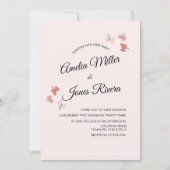 Roze Vlinders Tuin Romantische Bruiloft Kaart (Voorkant)