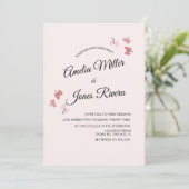 Roze Vlinders Tuin Romantische Bruiloft Kaart (Staand voorkant)