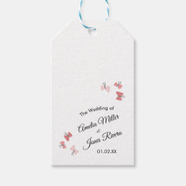Roze Vlinders Tuin Romantische Eenvoudige Trouw Cadeaulabel