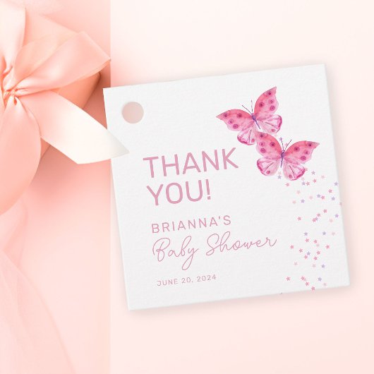 Roze Vlinders Tweeling Meisjes Baby shower Dank u Bedankjes Labels