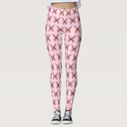Roze Vlinders U Kiest Achtergrondkleur Leggings (Voorkant)