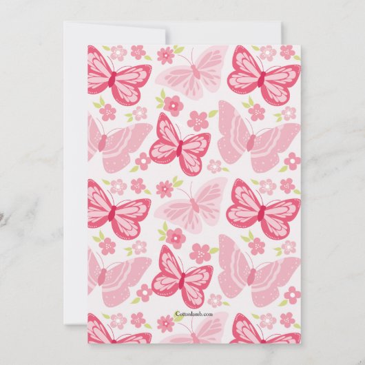 Roze Vlinders Uitnodiging (Achterkant)