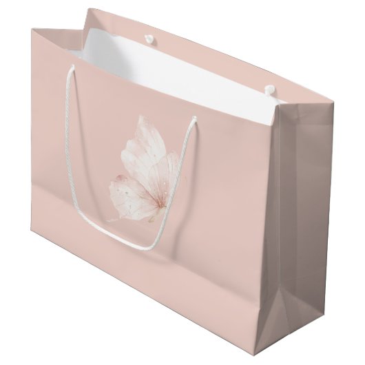 Roze Vlinders Verjaardag Groot Cadeauzakje (Voorkant Gekanteld)