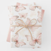  roze vlinders verjaardag inpakpapier vel (In situ)