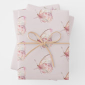  roze vlinders verjaardag inpakpapier vel (In situ)