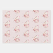  roze vlinders verjaardag inpakpapier vel (Voorkant)