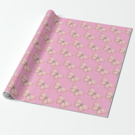 Roze Vlinders Verjaardag Meisjesachtig Cadeaupapier