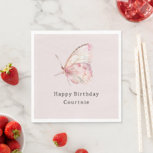  roze vlinders verjaardag servet