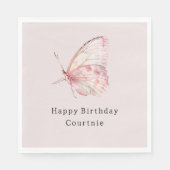  roze vlinders verjaardag servet (Voorkant)