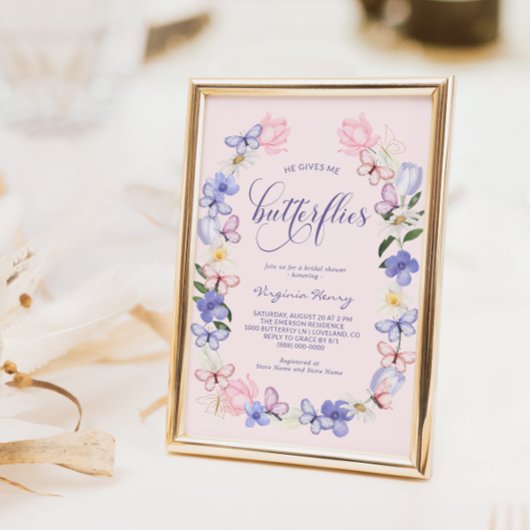 Roze Vlinders Vrijgezellenfeest Kaart