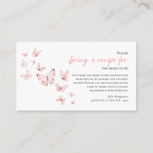 Roze Vlinders Vrijgezellenfeest Recept Aanvraag Ka Informatiekaartje (Voorkant)