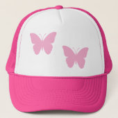 Roze Vlinders, Vrouwen Wit en Heet Roze Trucker Pet (Voorkant)