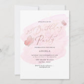 Roze Vlinders Waterverf Champagne 20 DIY JAAR Kaart (Voorkant)