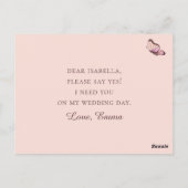 Roze vlinders. Wil je mijn bruidsmeisje zijn Briefkaart (Achterkant)