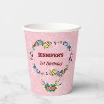 roze vlinders zweven Meisjes 1e verjaardagsfeestje