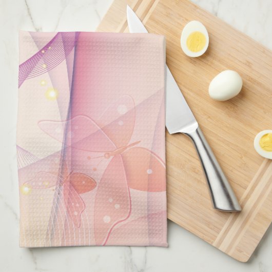 Roze vlindersluier theedoek (Quarter Fold)