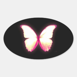 Roze vlinderstickers ovale sticker