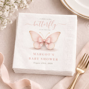 Roze Vlindertje Boog Meisje Baby Shower Servet