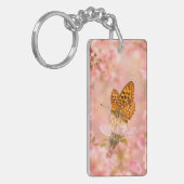 Roze Vlindertuin Bloemstuk Sleutelhanger (Voorkant Links)