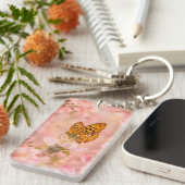 Roze Vlindertuin Bloemstuk Sleutelhanger (Voorkant Rechts)