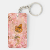Roze Vlindertuin Bloemstuk Sleutelhanger (achterkant)