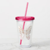 roze vlindervleugels acryl drinkbeker (Achterkant)