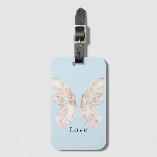 roze vlindervleugels bagagelabel (Voorkant (verticaal))