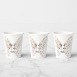 Roze Vlindervleugels Verjaardag Papieren Bekers