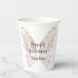 Roze Vlindervleugels Verjaardag Papieren Bekers