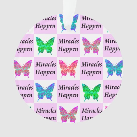 ROZE VLINDERWONDEREN GEBEUREN ONTWERP ORNAMENT (voorkant)