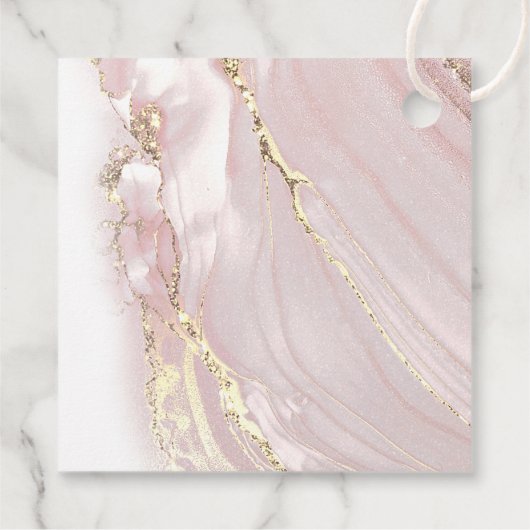 roze vloeibaar marmer Eerste Communie Bedankjes Labels (Achterkant)