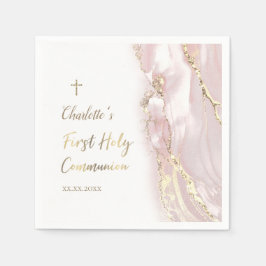 roze vloeibaar marmer Eerste Communie Servet