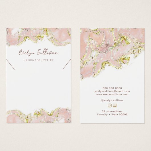 Roze vloeibaar marmer ketting display kaart (Voorkant /achterkant)