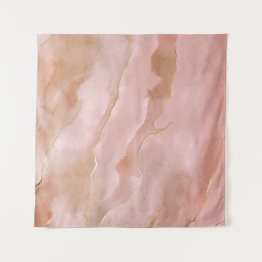 Roze Vloeibare Marmer Gouden Textuur Wandkleed (Voorkant (horizontaal))