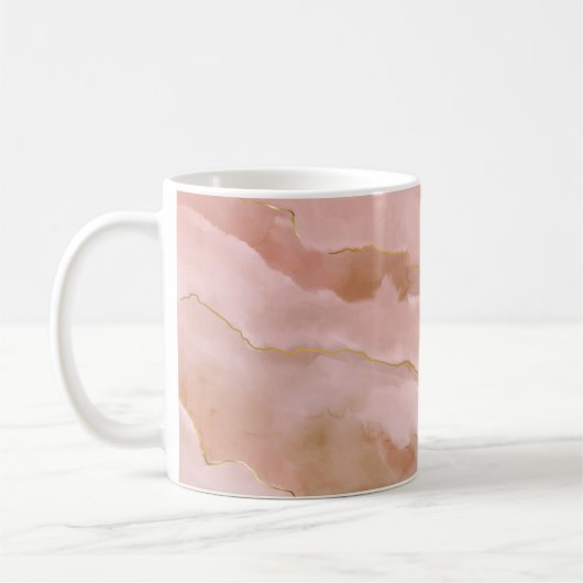 Roze vloeibare marmer textuur koffiemok (Links)