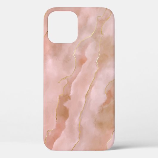 Roze Vloeibare Marmeren Gouden Textuur Case-Mate iPhone Case (Achterkant)