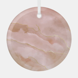 Roze Vloeibare Marmeren Gouden Textuur Glas Ornament