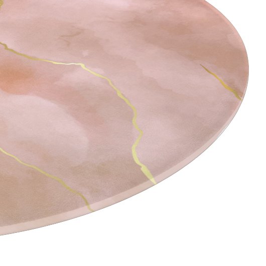 Roze Vloeibare Marmeren Gouden Textuur Snijplank (Hoek)